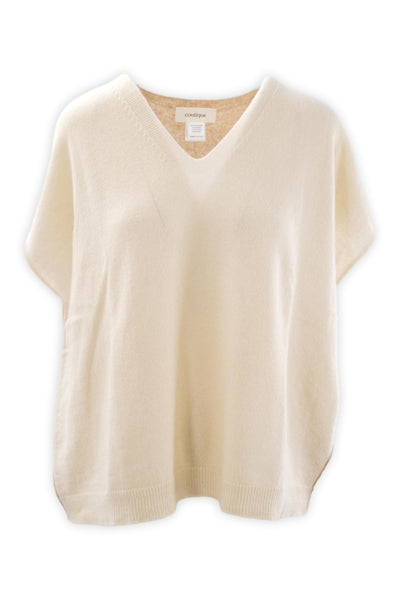 Sleeveless sweater with deep V-neck in pure cashmere