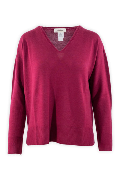 Maglia rasata in pura lana con scollatura V