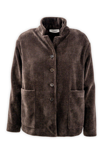 Giacca effetto velluto con collo rialzato