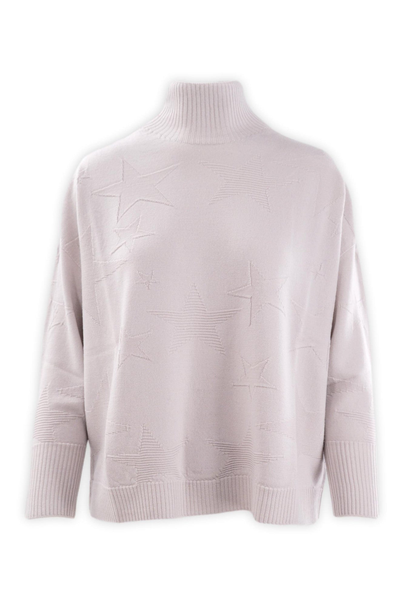 Maglia collo a vulcano operata in pura lana merinos