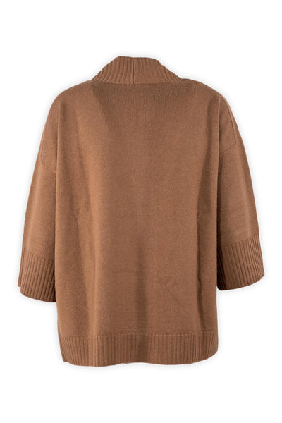 Oversized Cardigan with Kimono Sleeve and Buttons in Pure Wool