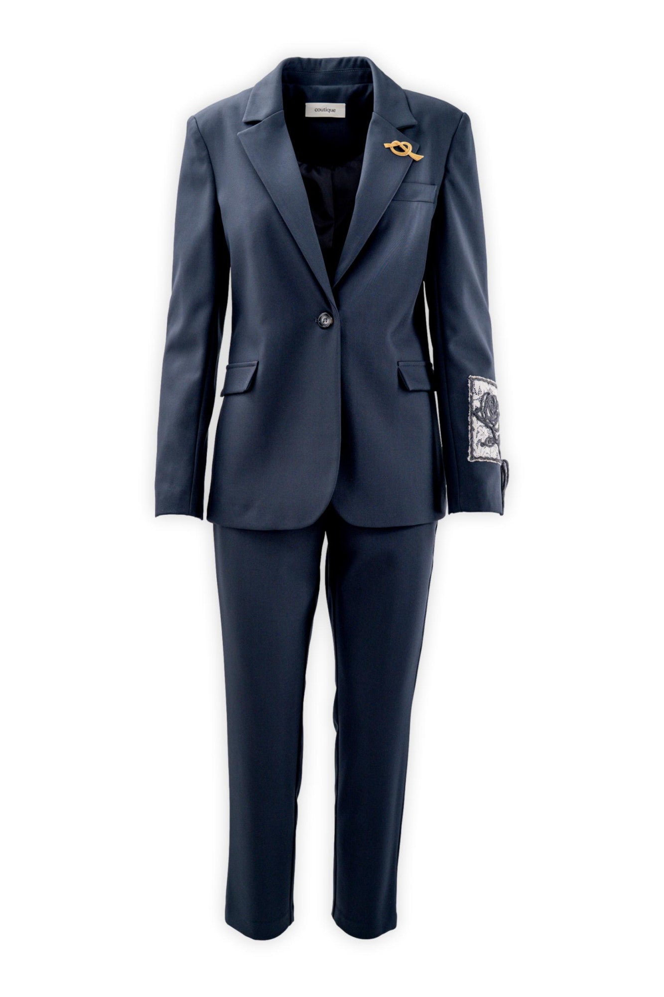 Blazer monopetto foderato con ricamo manica