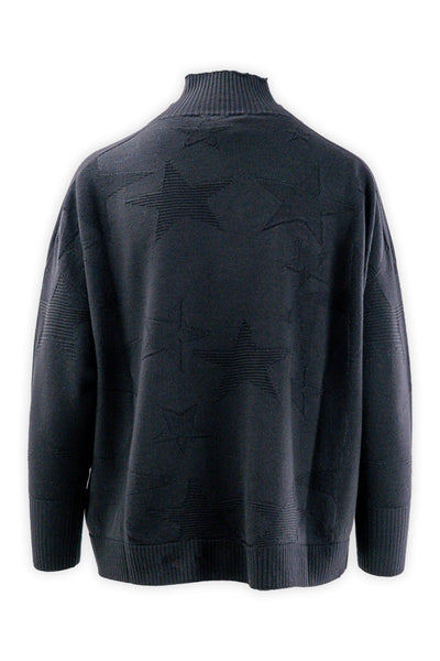 Maglia collo a vulcano operata in pura lana merinos