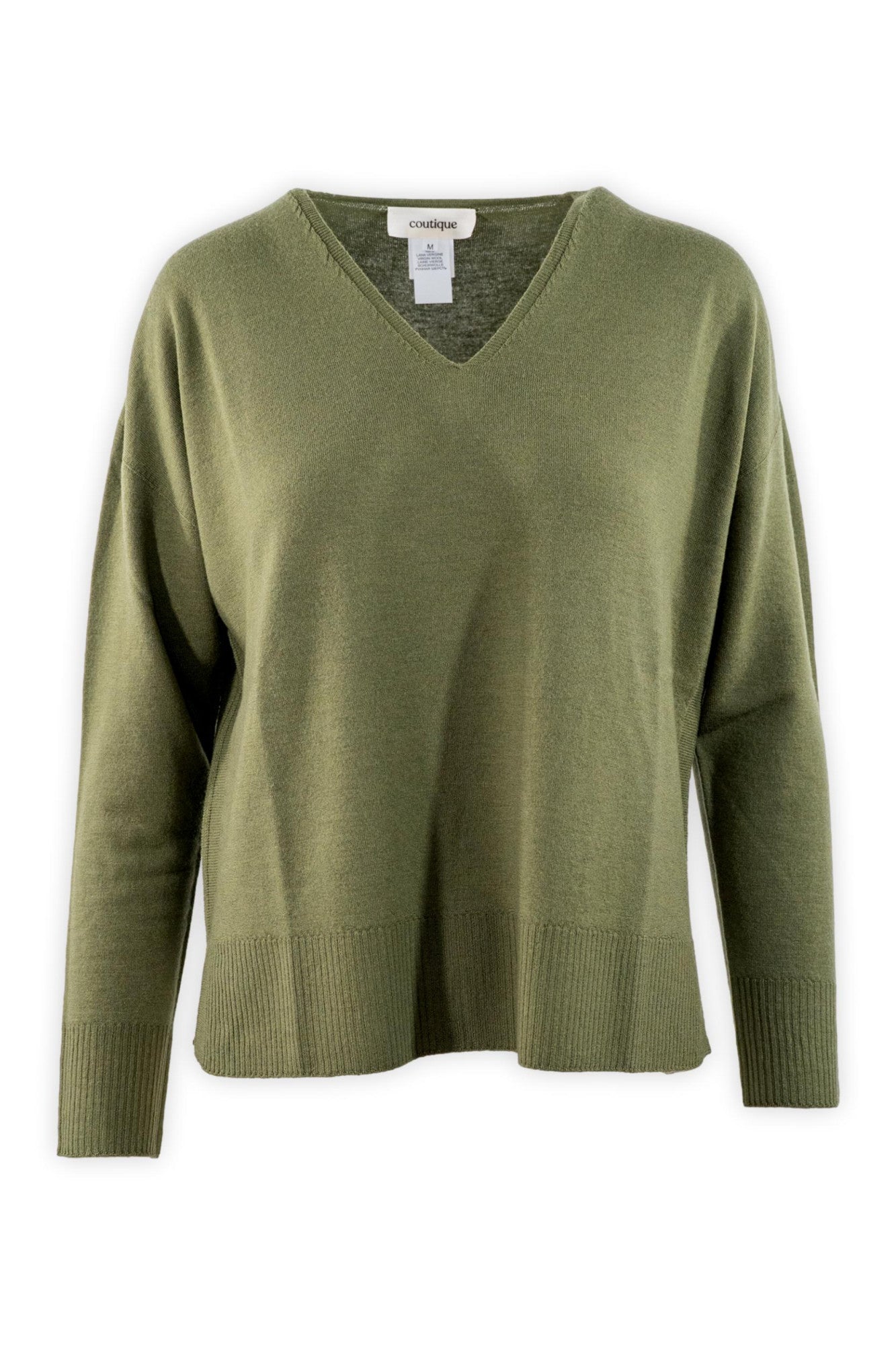 Maglia rasata in pura lana con scollatura V