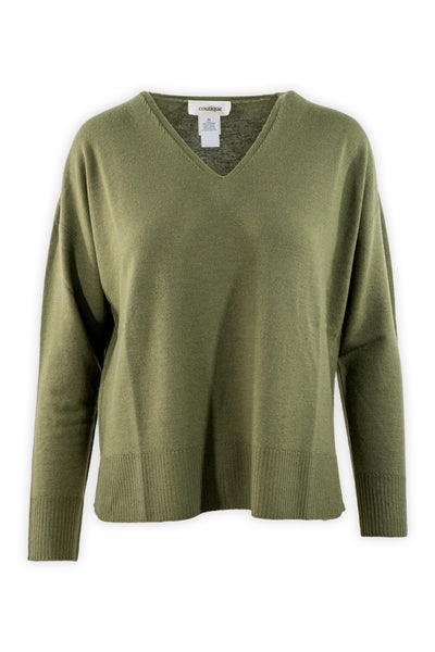 Maglia rasata in pura lana con scollatura V