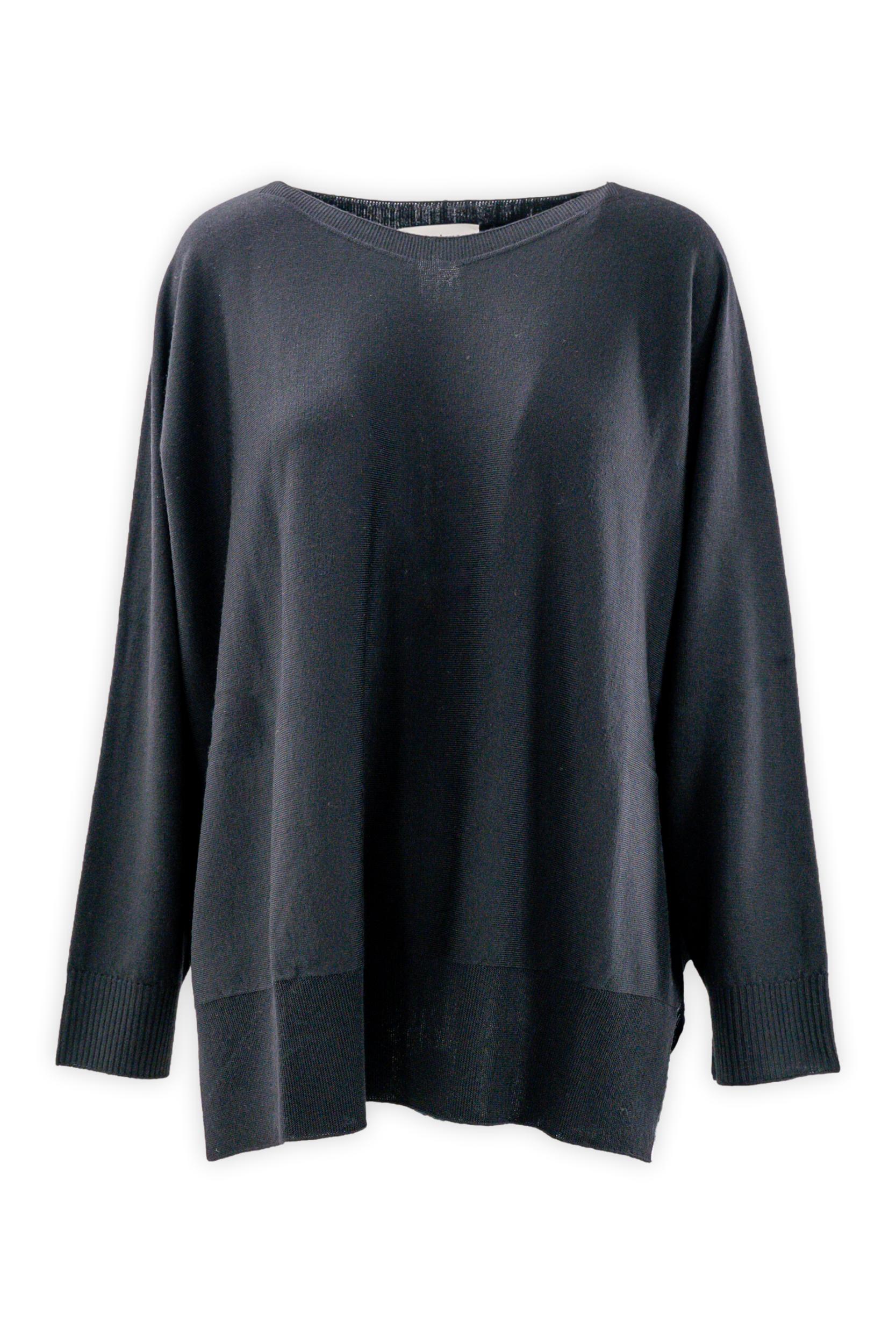 Maglia collo a barchetta curvy in pura lana