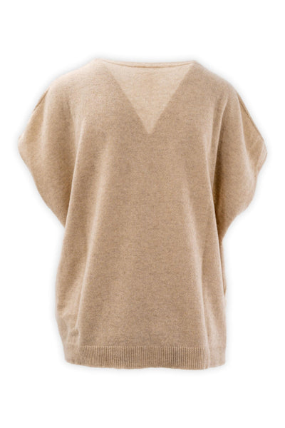 Sleeveless sweater with deep V-neck in pure cashmere
