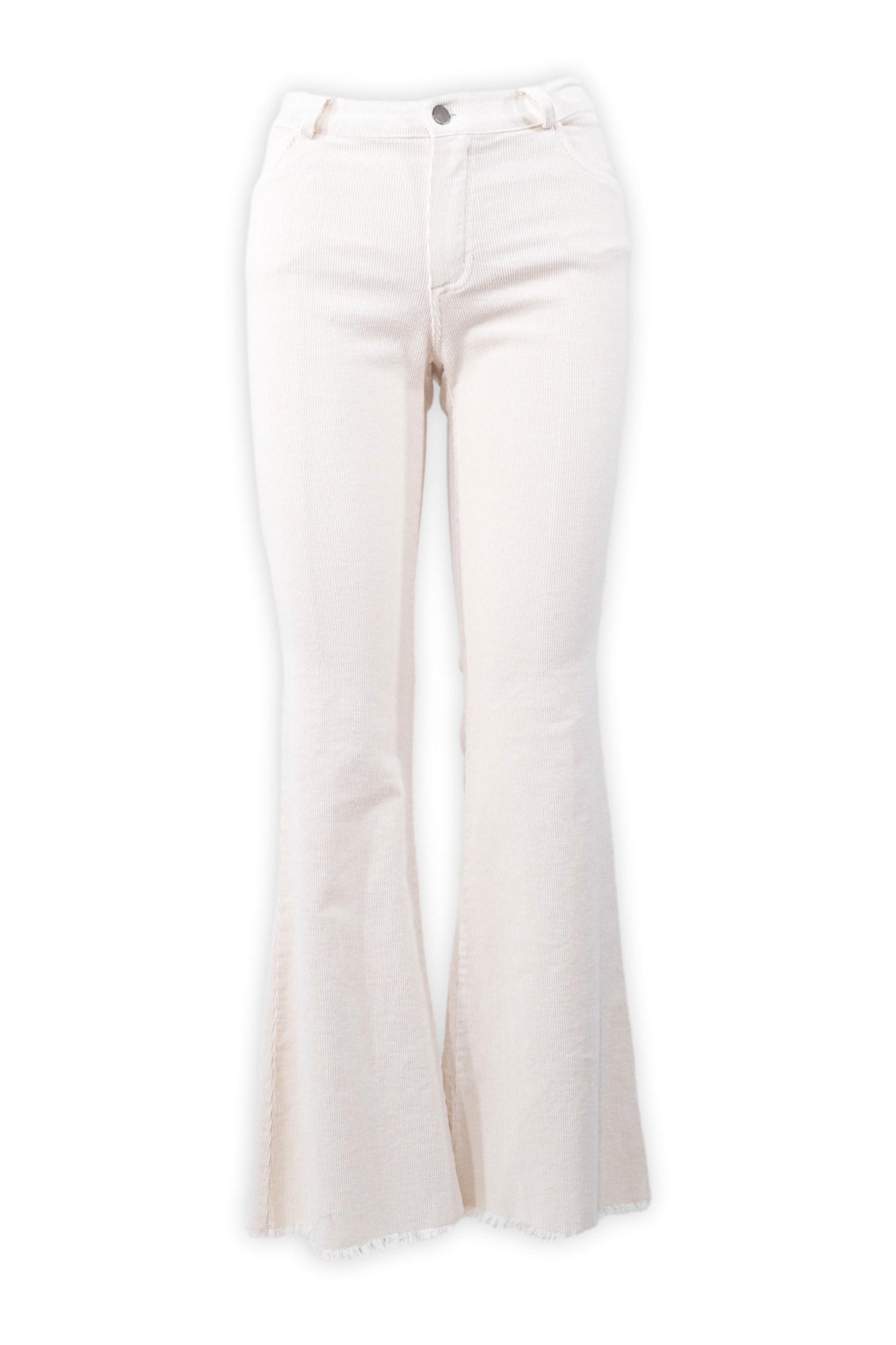 Pantaloni in cotone a zampa millerighe in velluto