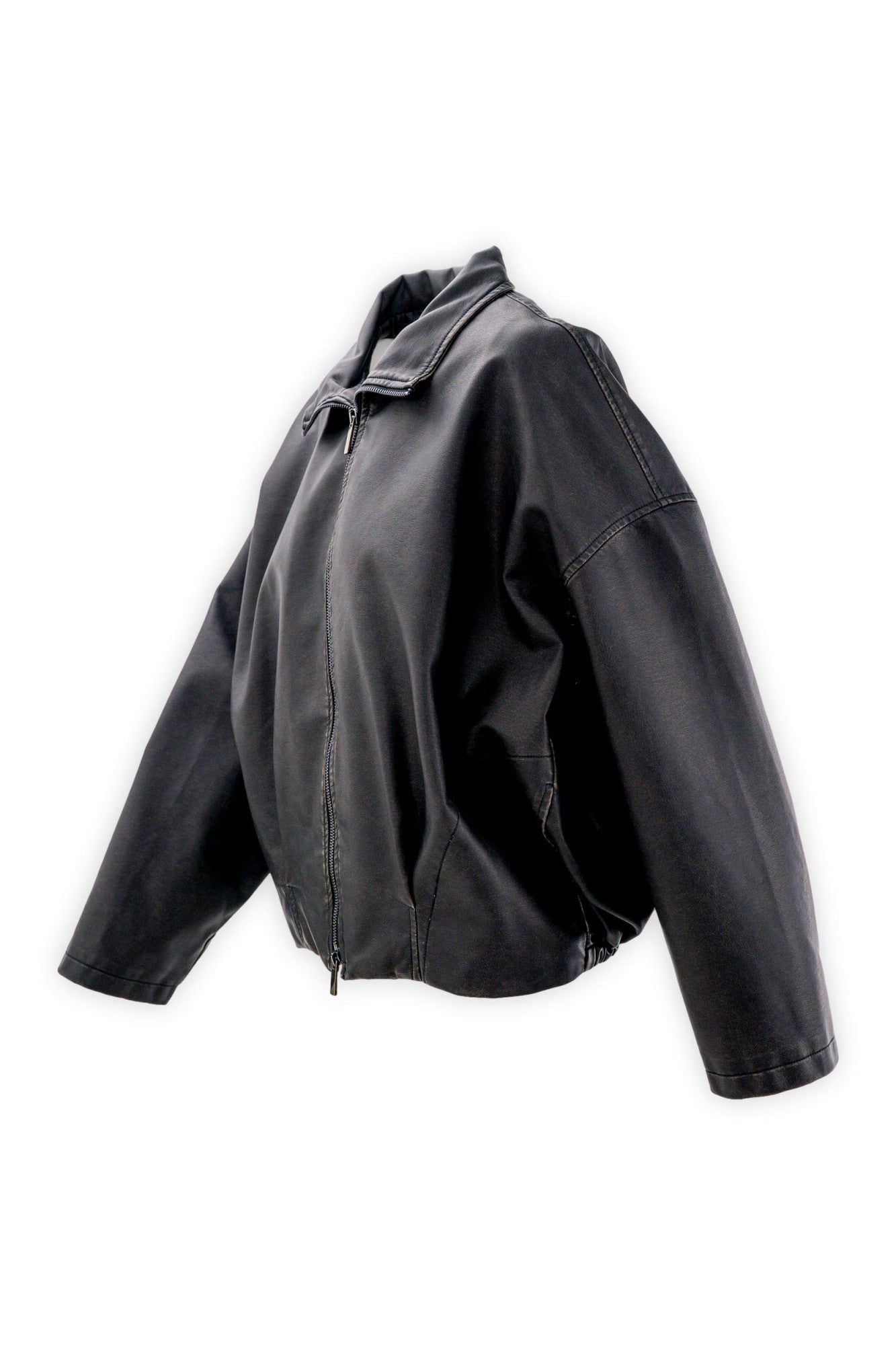 Giubbino in ecopelle effetto vissuto con zip