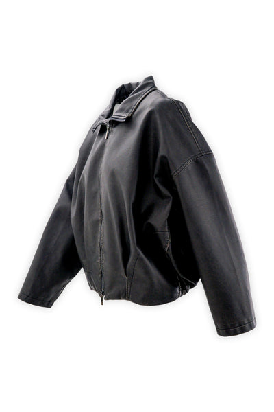 Distressed faux leather jacket with zip