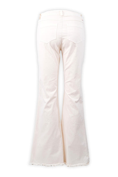 Pantalone flare con fondo sfrangiato