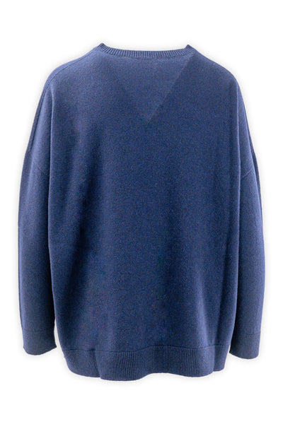 Oversized crew neck sweater in wool and cashmere