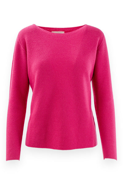 Round-neck sweater in rice stitch