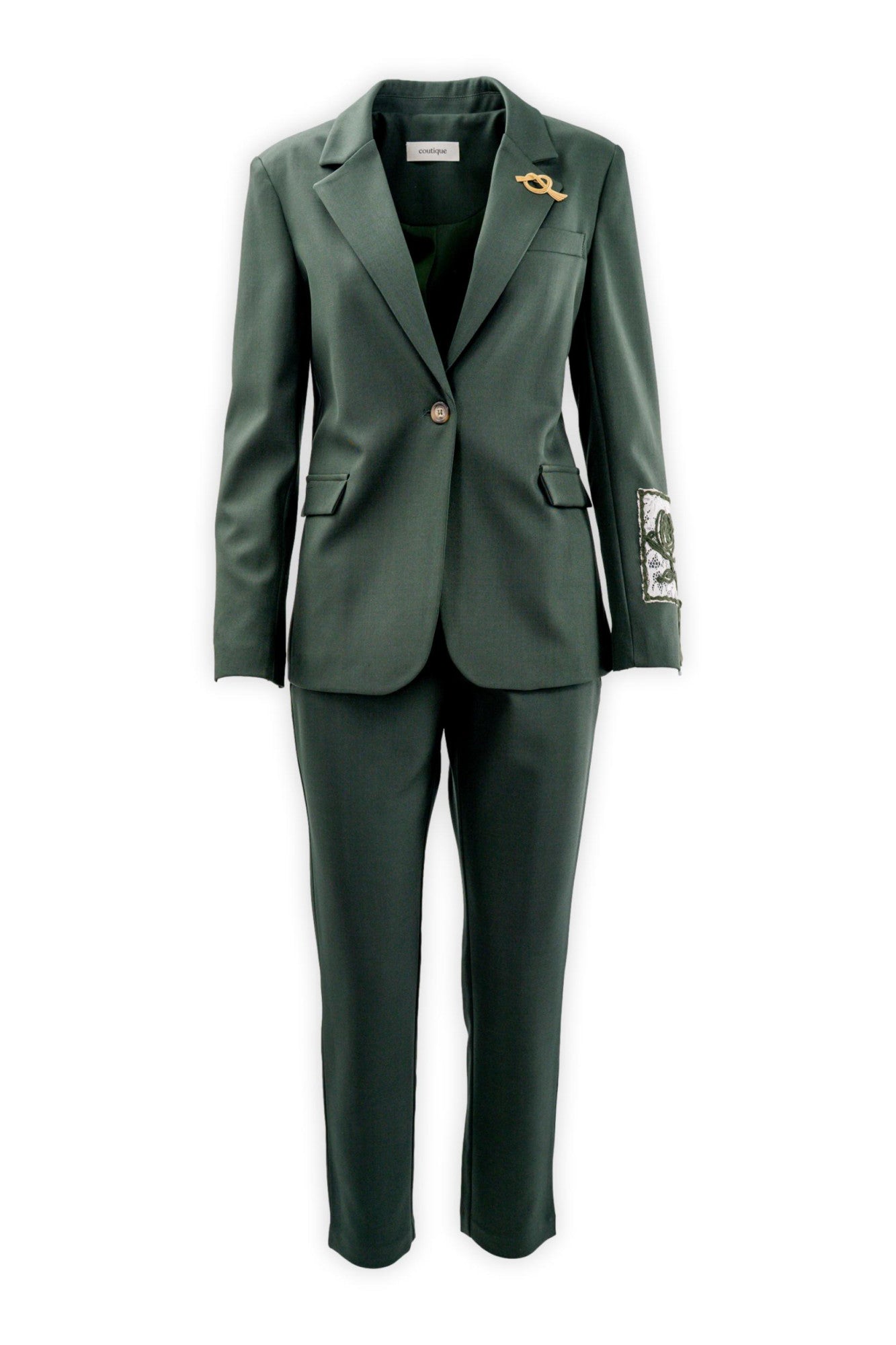 Blazer monopetto foderato con ricamo manica