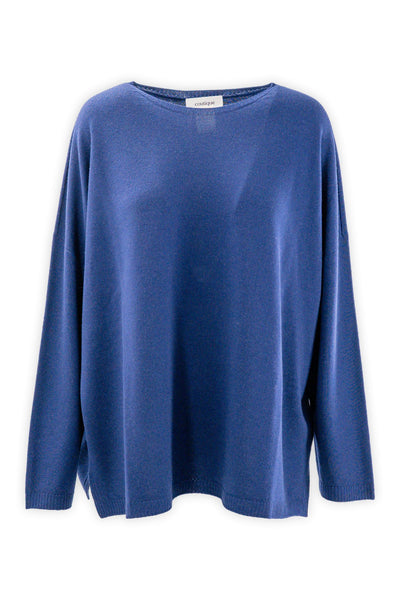 Maglia ampia in pura lana con spacchi laterali