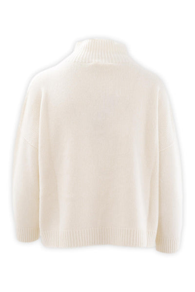 Volcano neck sweater in pure two-thread cashmere