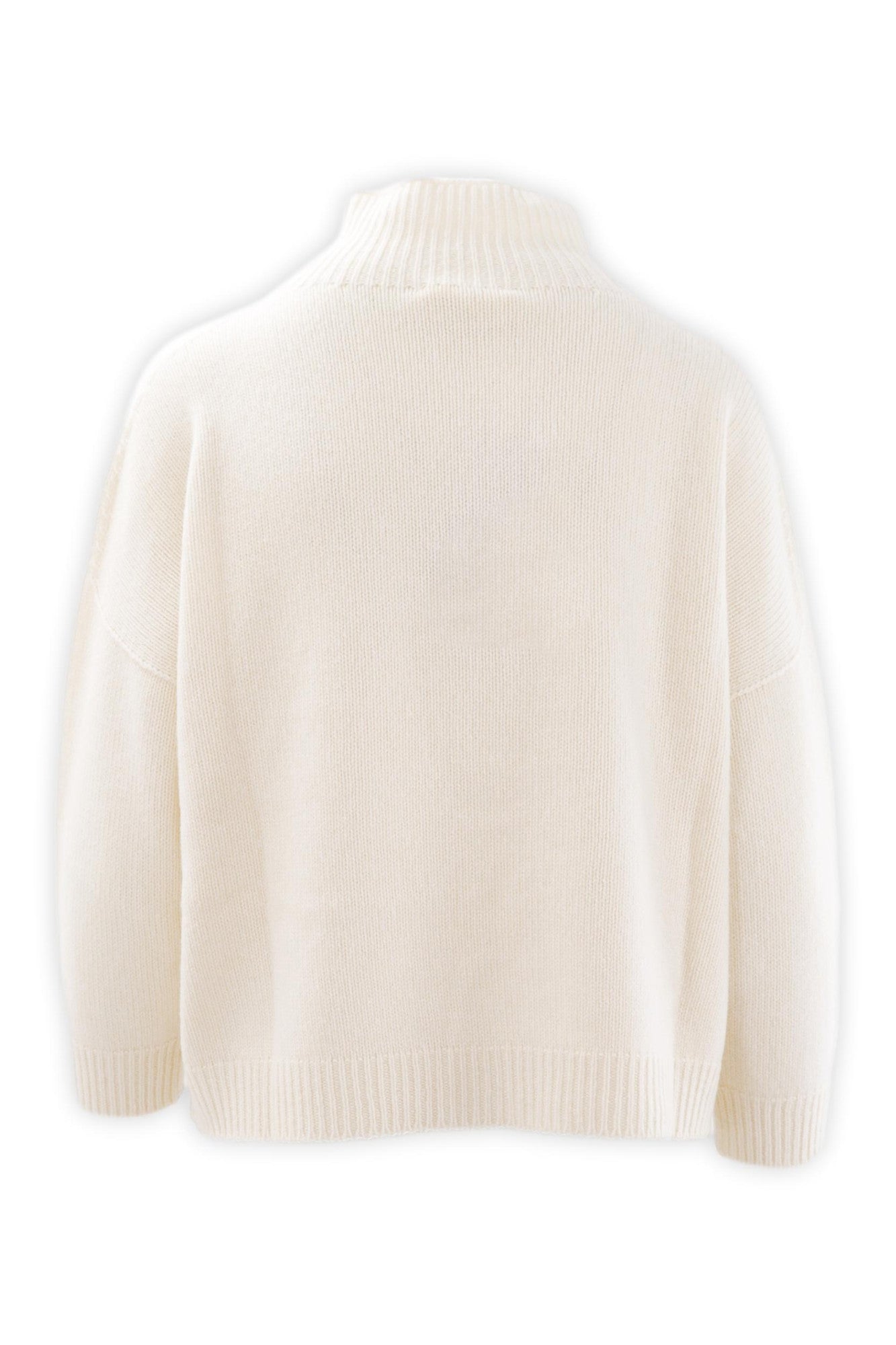 Maglia con collo a vulcano in puro cashmere finezza due fili