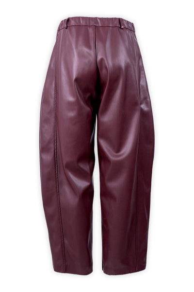 Pantalone ovetto in ecopelle con tasconi frontali