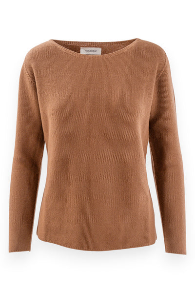 Round-neck sweater in rice stitch