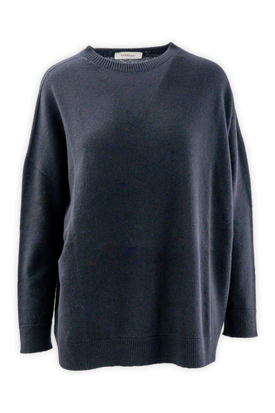 Oversized crew neck sweater in wool and cashmere