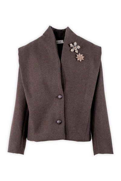 Cappottino corto sartoriale con bottoni gioiello