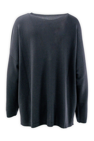 Maglia ampia in pura lana con spacchi laterali