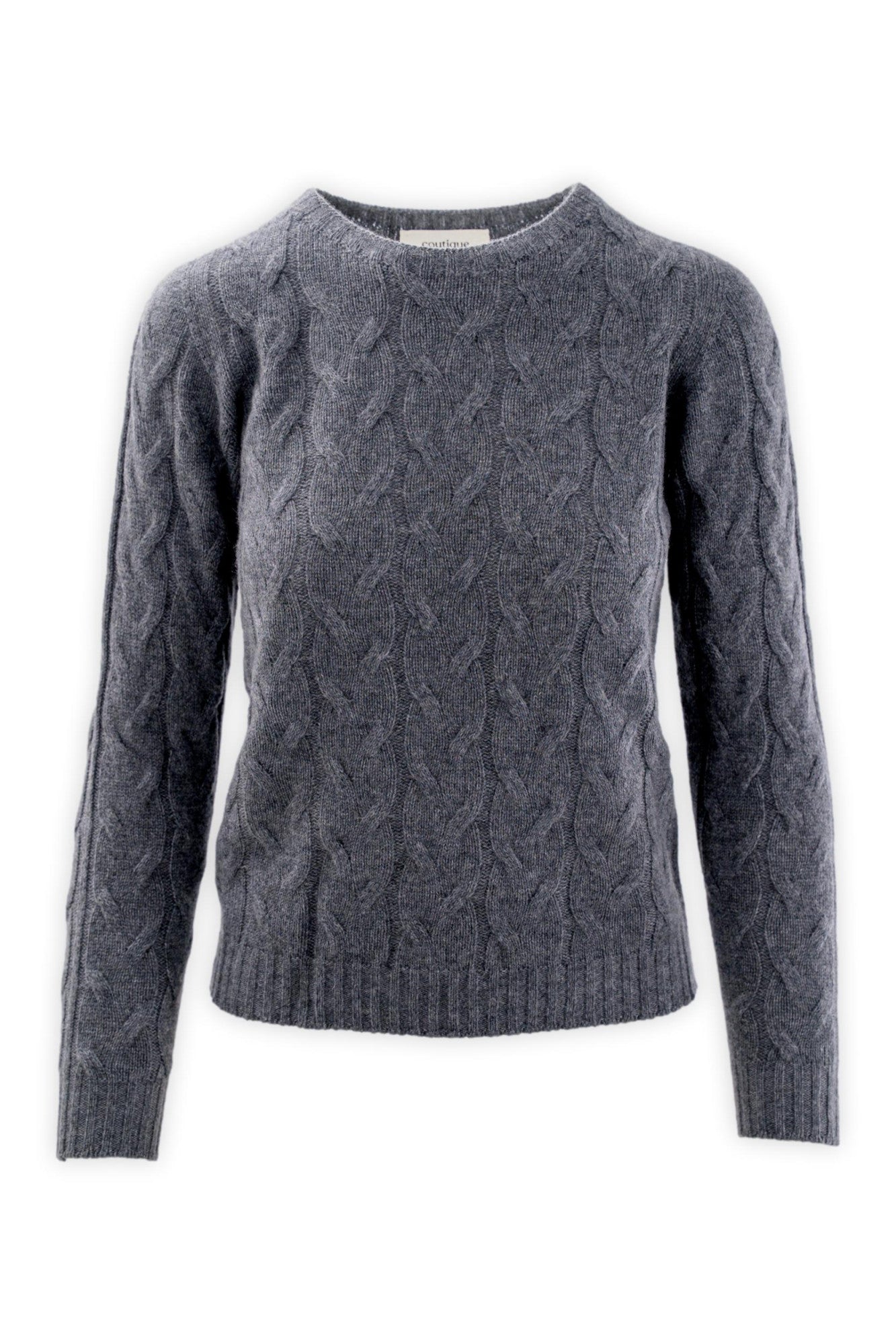 Maglia girocollo a trecce in puro cashmere