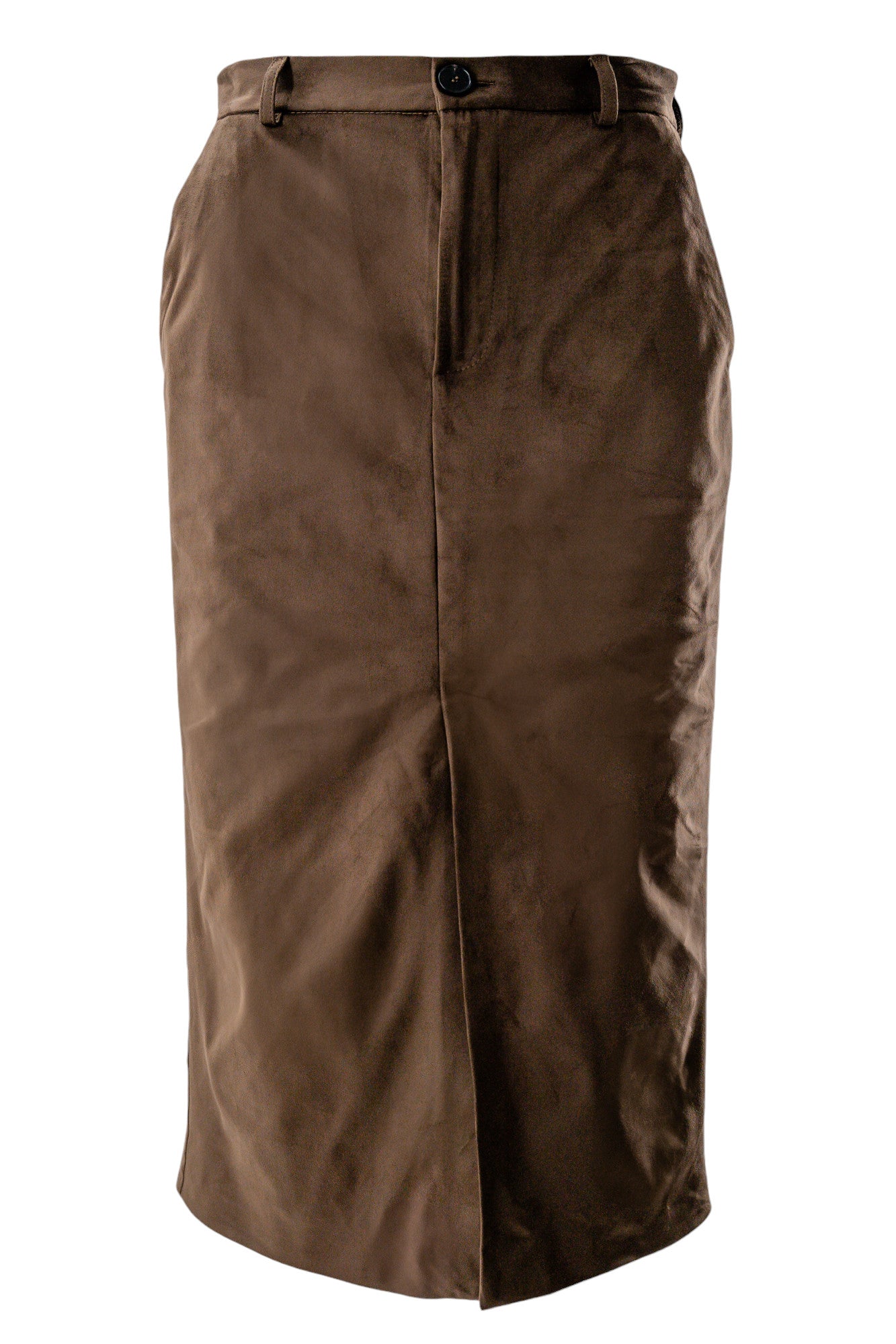 Midi Longuette Skirt in Alcantara with Slit