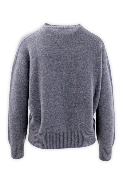 Crewneck in three-thread fine wool and cashmere