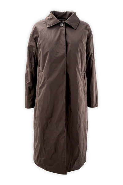Cappotto in taffetà tecnico con chiusura a scomparsa