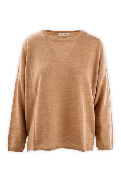 Crew neck sweater in 14 gauge combed wool