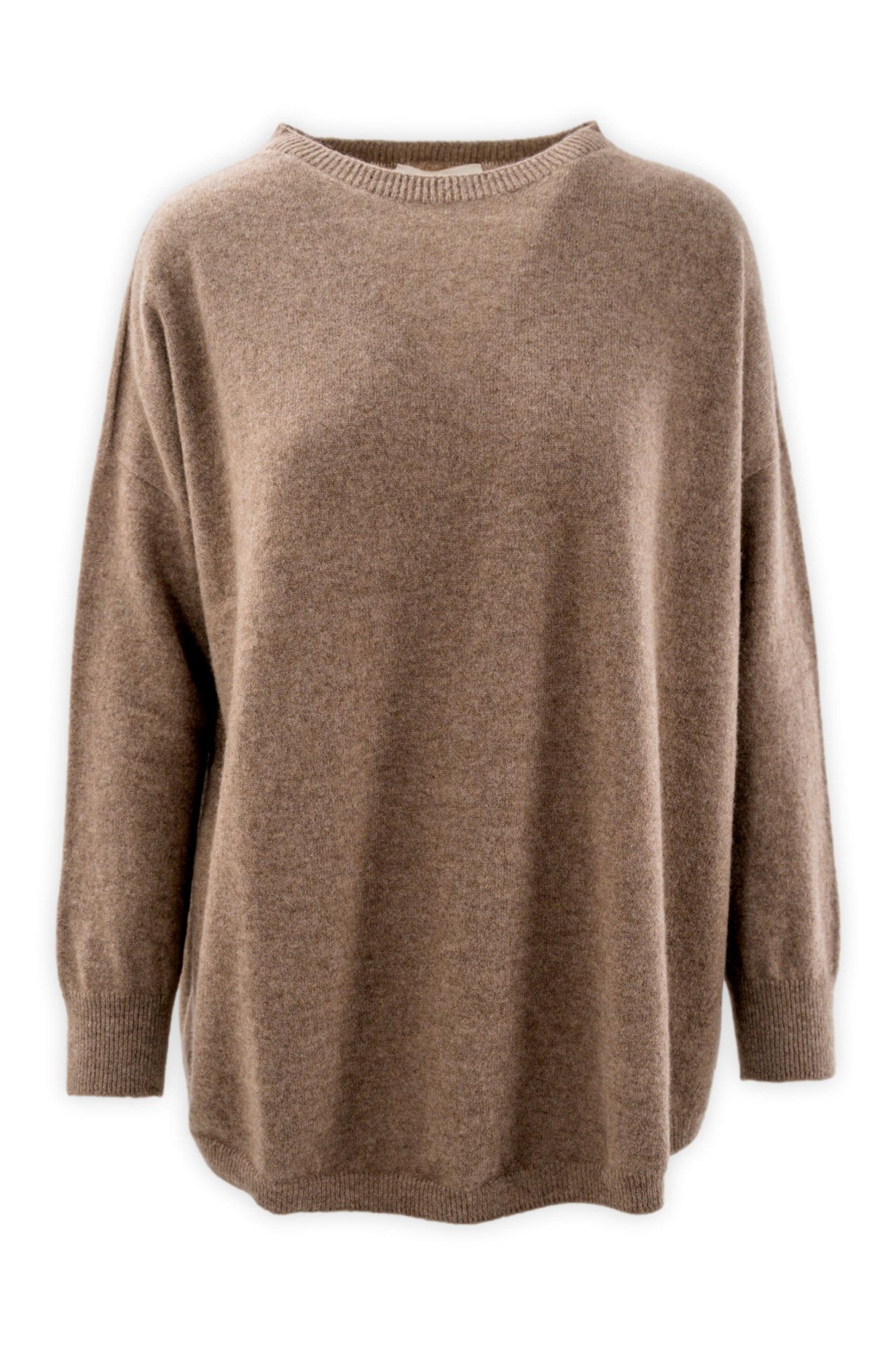 Girocollo in puro cashmere con fondo stondato