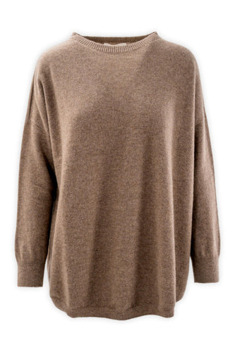Girocollo in puro cashmere con fondo stondato
