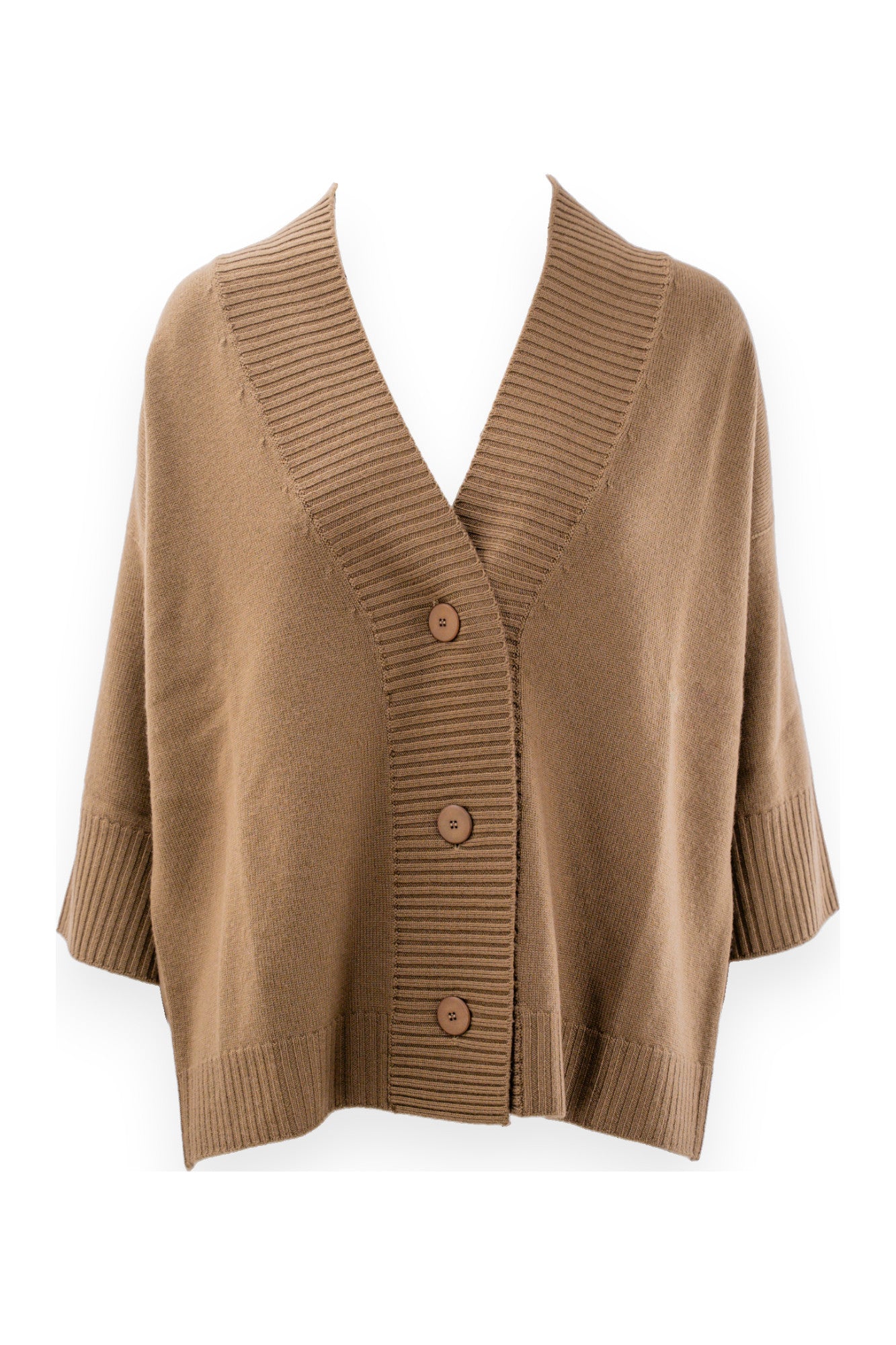 Cardigan ampio con manica kimono e bottoni in lana pura