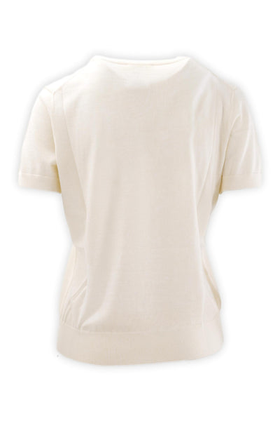 Crew neck sweater with half sleeves in pure wool