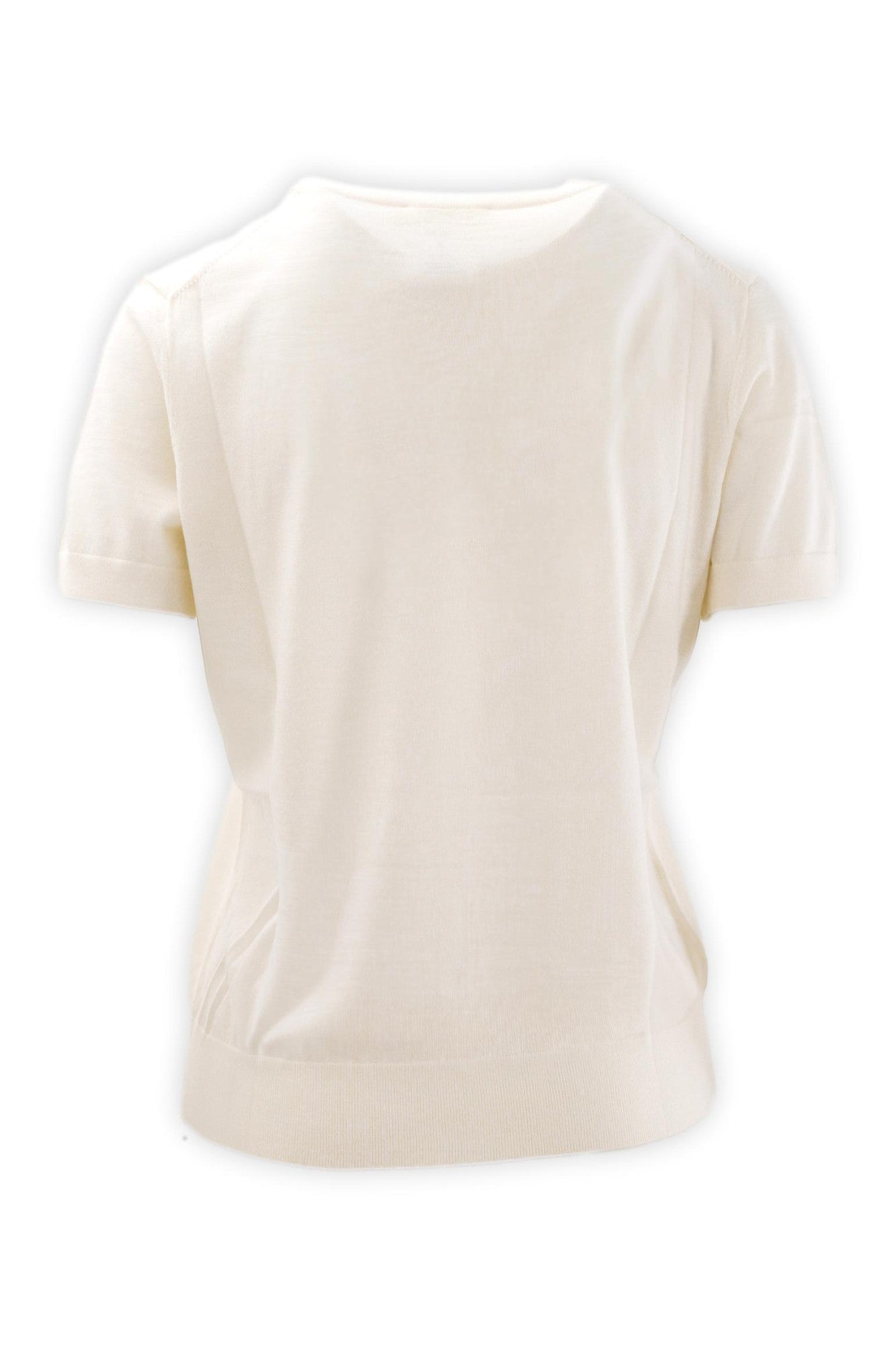 Maglia girocollo mezza manica in pura lana