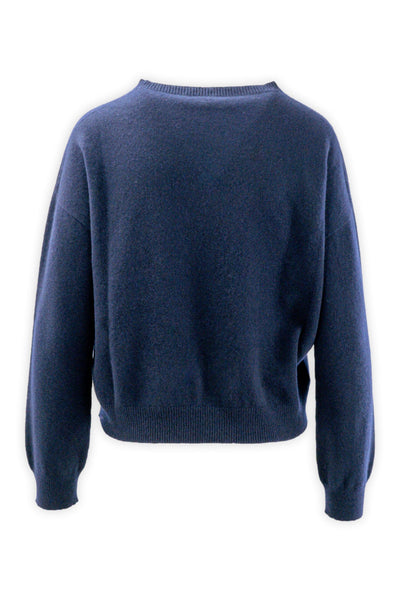 Cropped pure cashmere crewneck