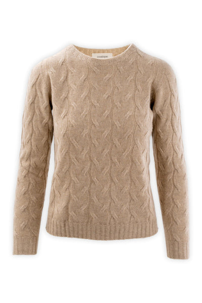 Pure cashmere cable knit crew neck sweater