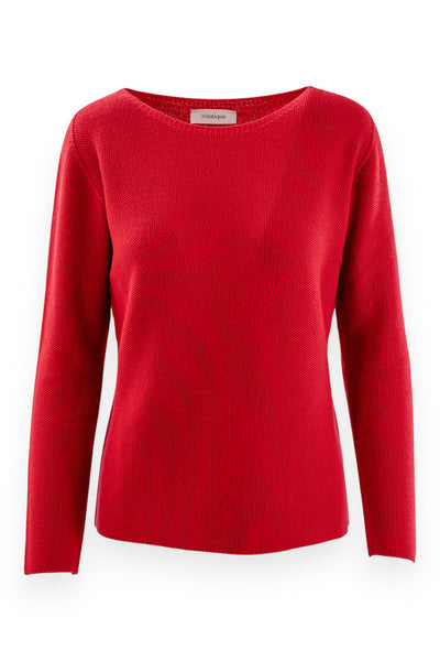 Round-neck sweater in rice stitch