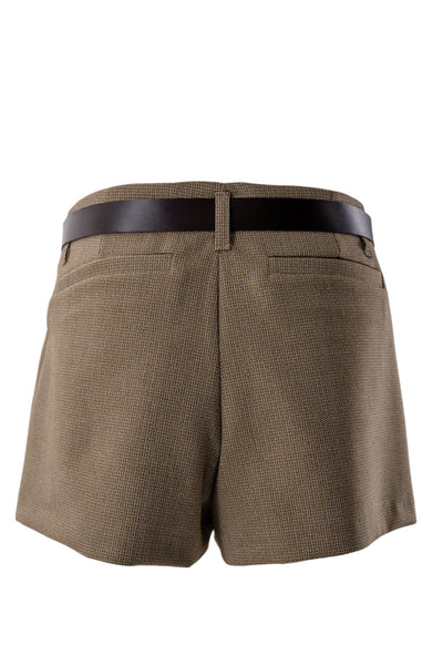 Pleated Mini Skirt-Shorts with Belt