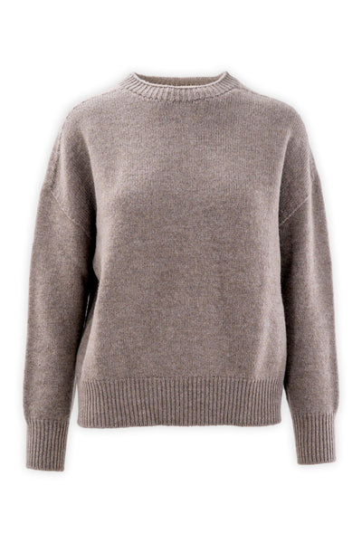 Crewneck in three-thread fine wool and cashmere