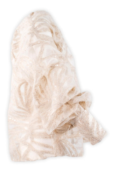 Camicia balloon in organza ricamata in lana e paillettes