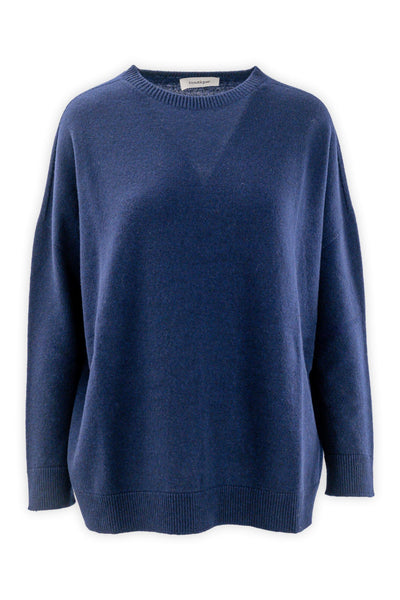 Oversized crew neck sweater in wool and cashmere