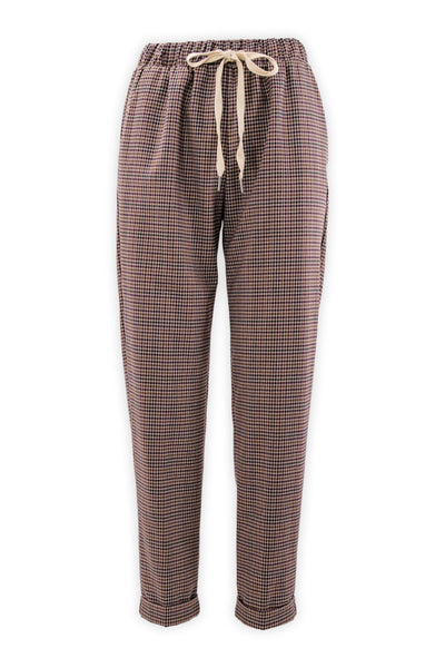 Trousers with drawstring and turn-up