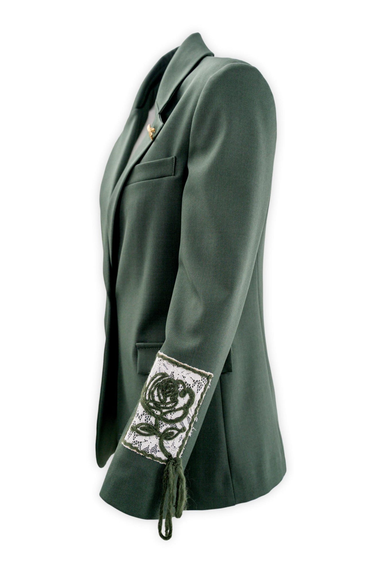 Blazer monopetto foderato con ricamo manica