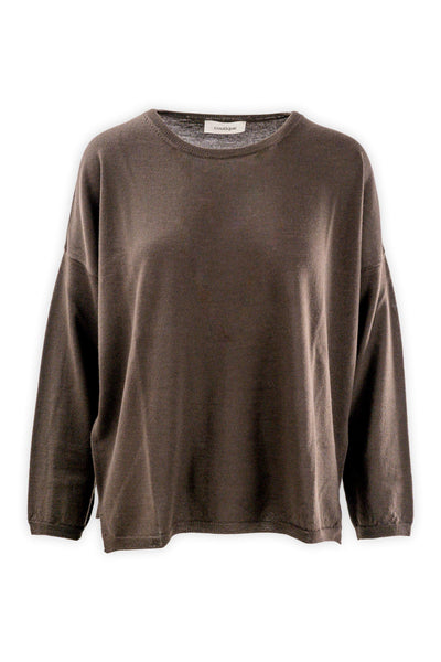 Crew neck sweater in 14 gauge combed wool