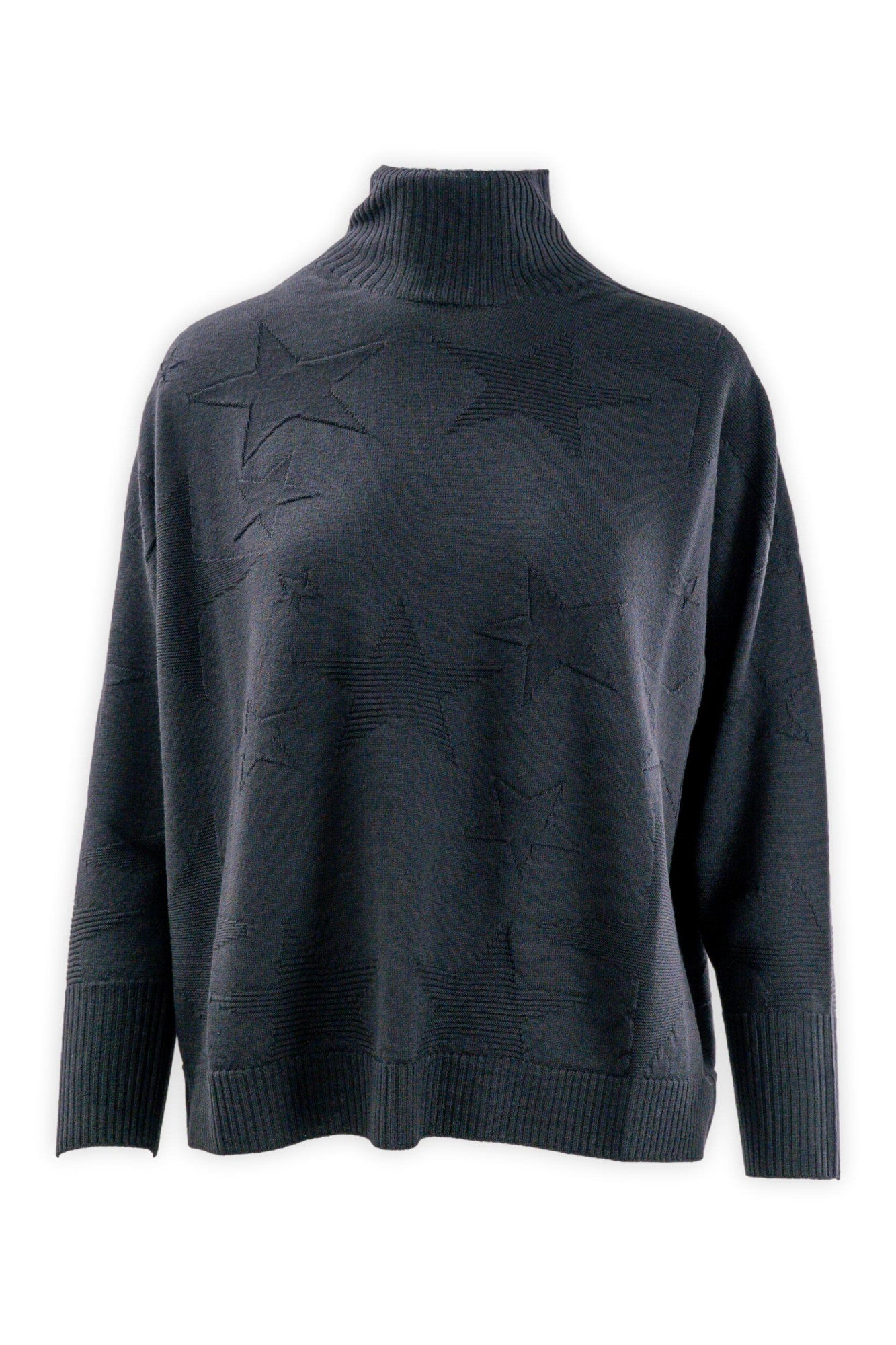 Maglia collo a vulcano operata in pura lana merinos
