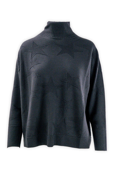 Maglia collo a vulcano operata in pura lana merinos