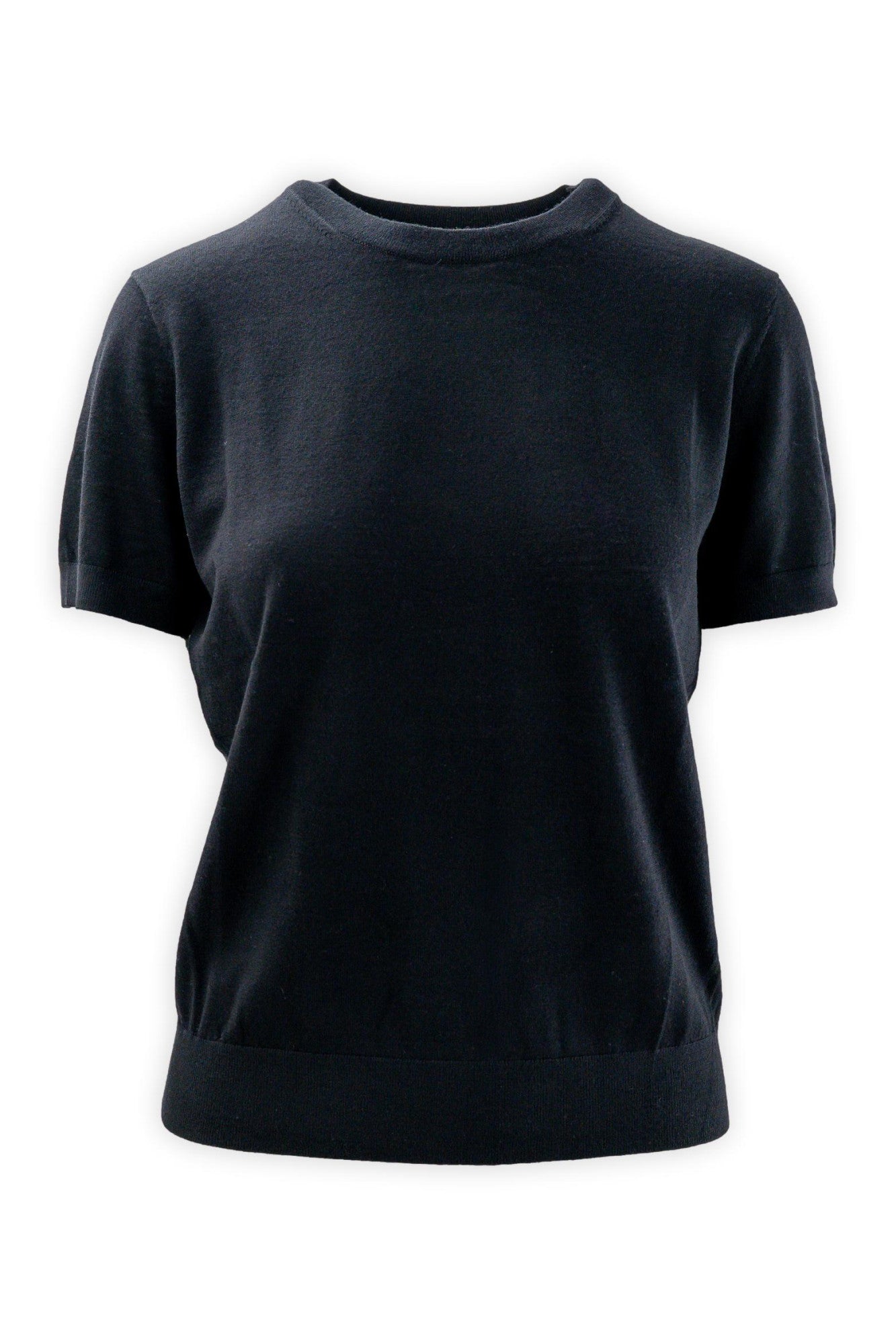 Maglia girocollo mezza manica in pura lana