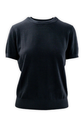 Maglia girocollo mezza manica in pura lana